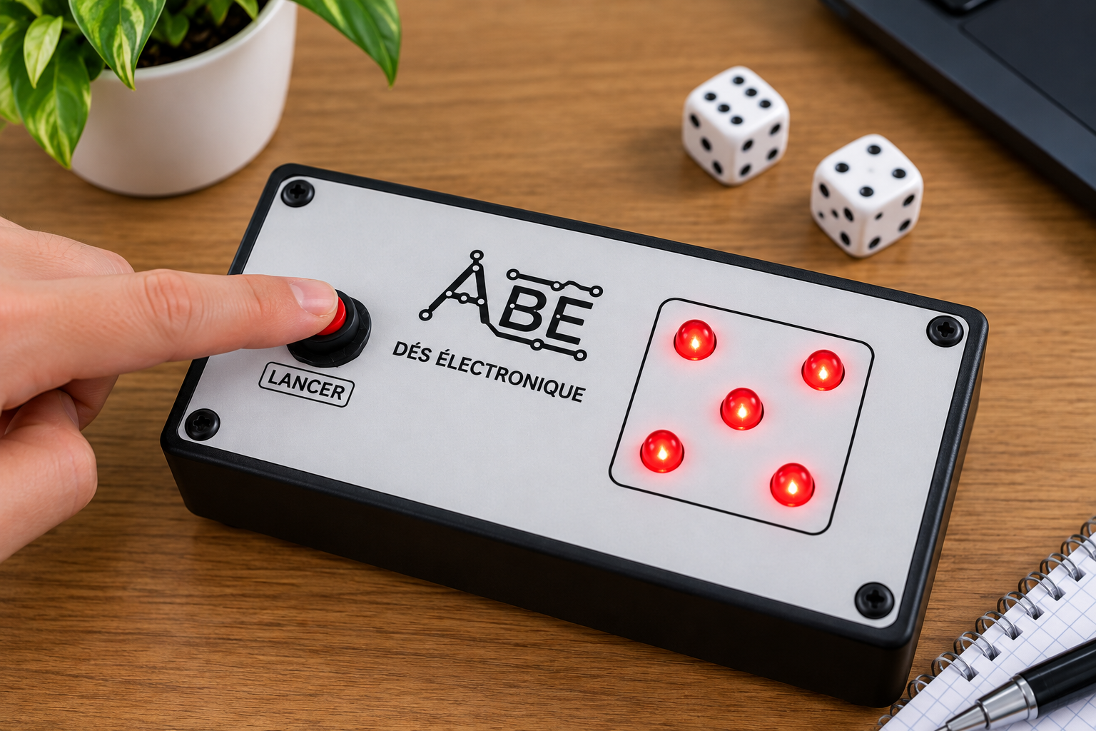 Dé électronique dans son environnement de fonctionnement