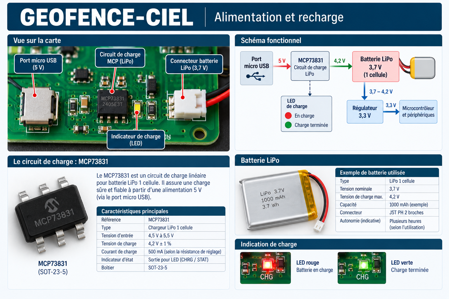 Batterie et signalisation du GEOFENCE-CIEL
