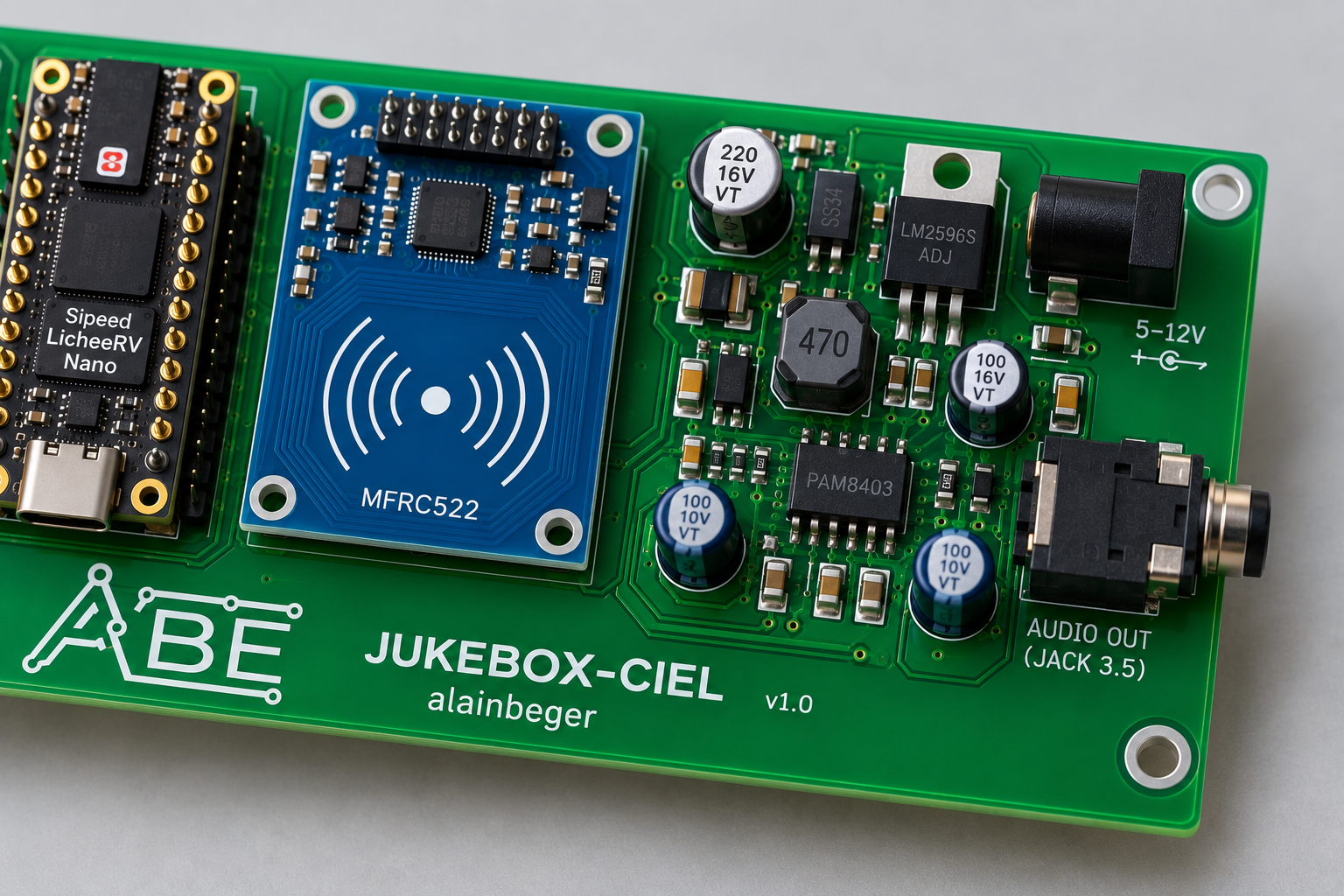 Alimentation et sortie audio du JUKEBOX-CIEL