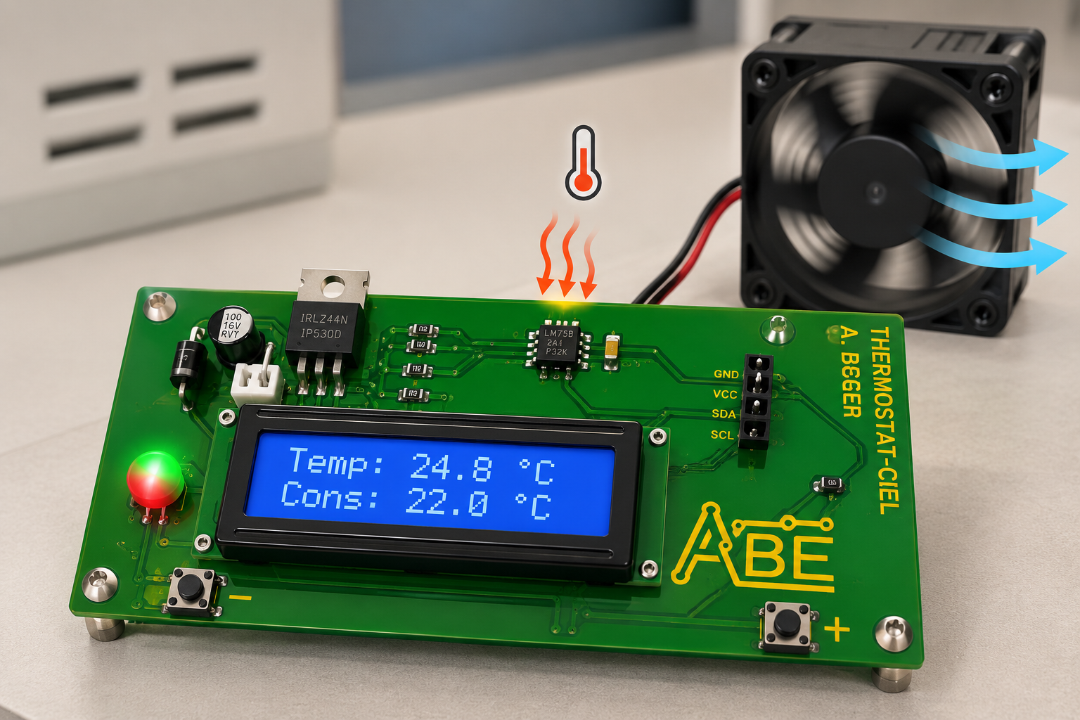 Capteur de température et ventilation du ThermostatCIEL